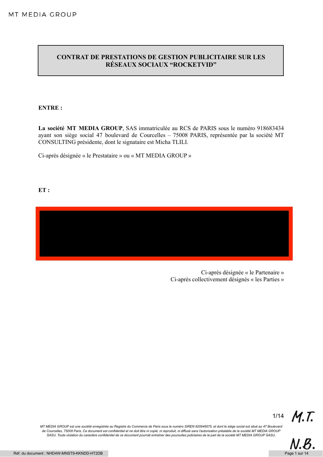 Contrat — MT Media Group (6 mois)