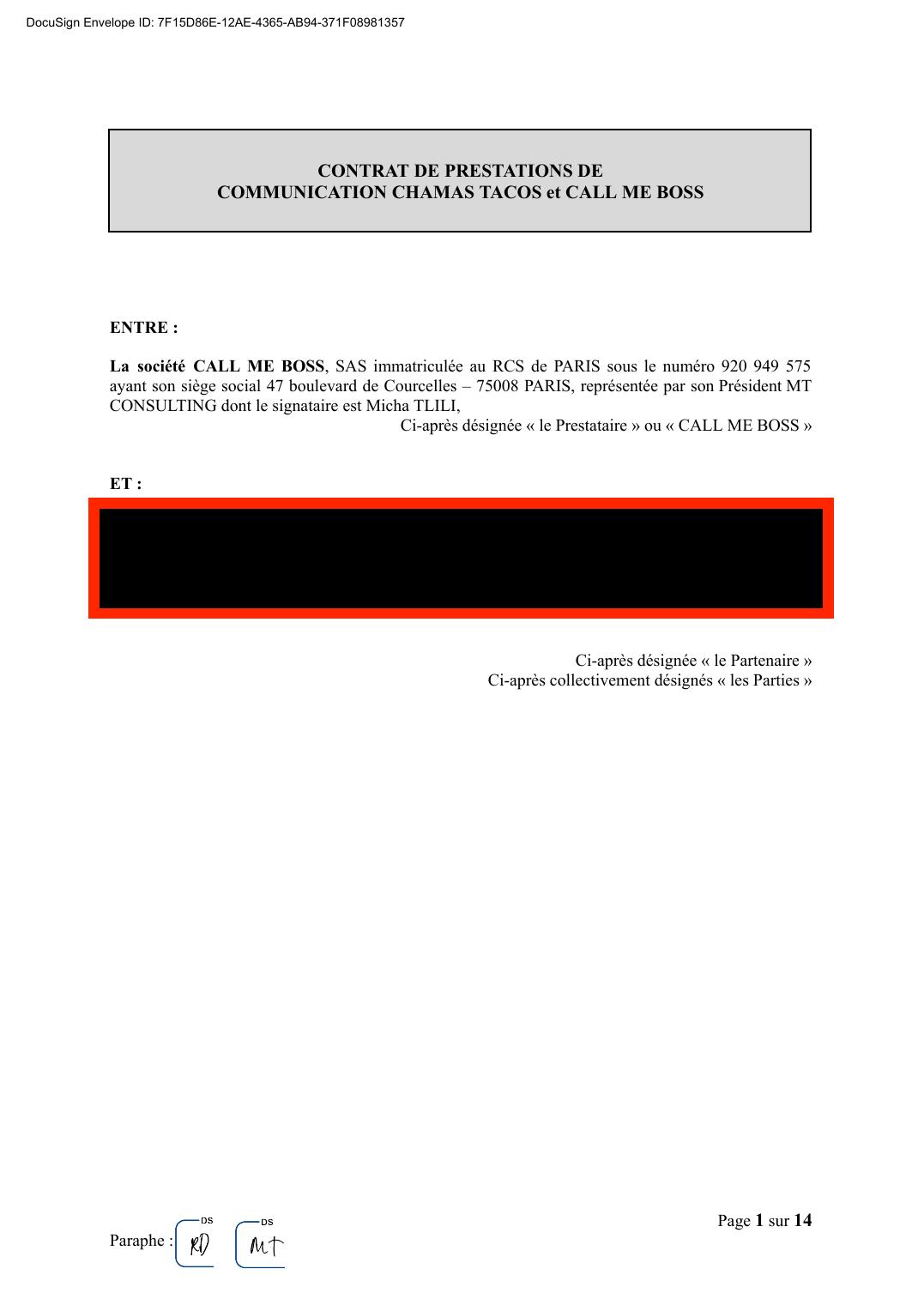 Contrat — Chamas Group (Social 360)