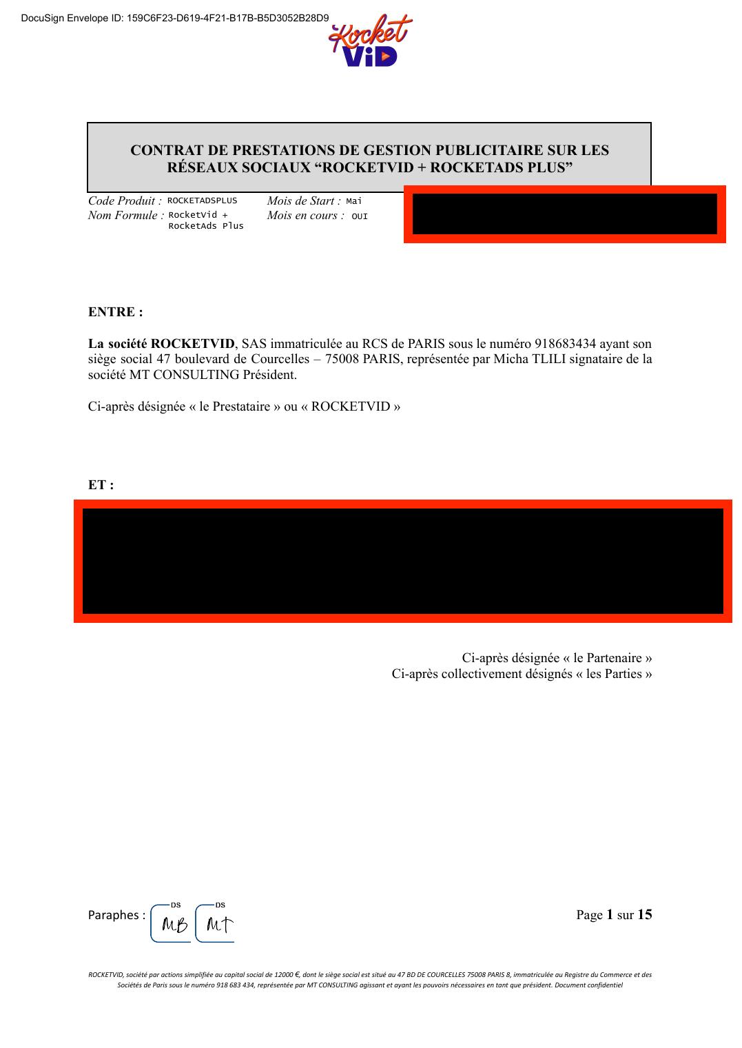 Contrat prestation — RocketAds Plus