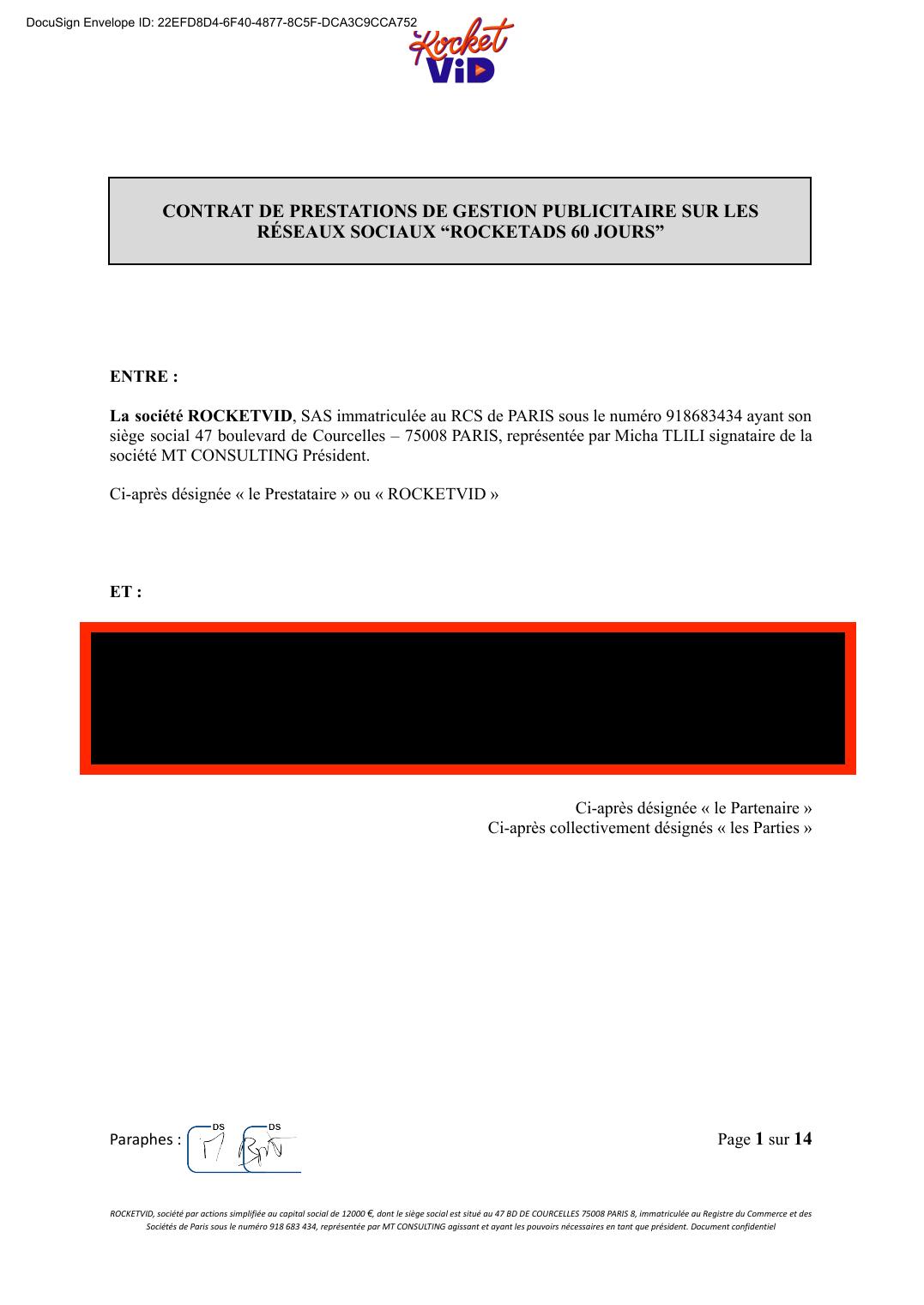 Contrat — RocketAds Plus 60 jours