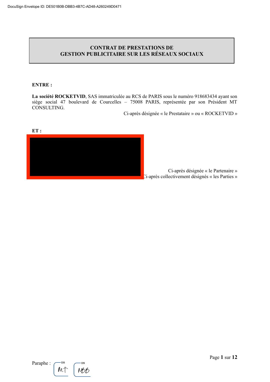 Contrat — RocketVid Gestion Ads