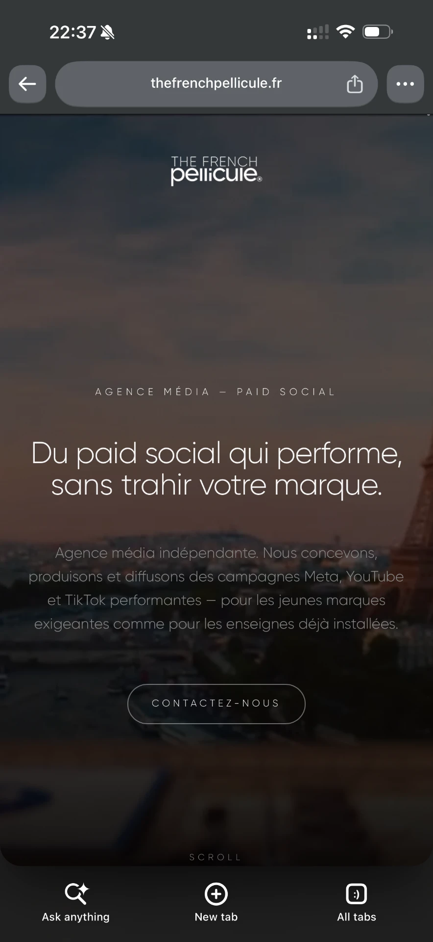 Site de The French Pellicule — agence média paid social