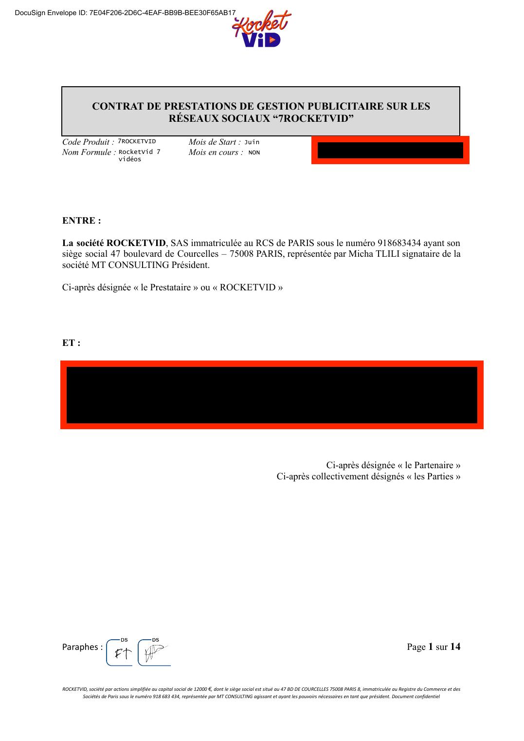 Contrat prestation — 7 RocketVid